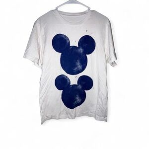 Disney | Uniqlo Unisex T Shirt White with Blue Mickey Mouse Silhouette Sz L